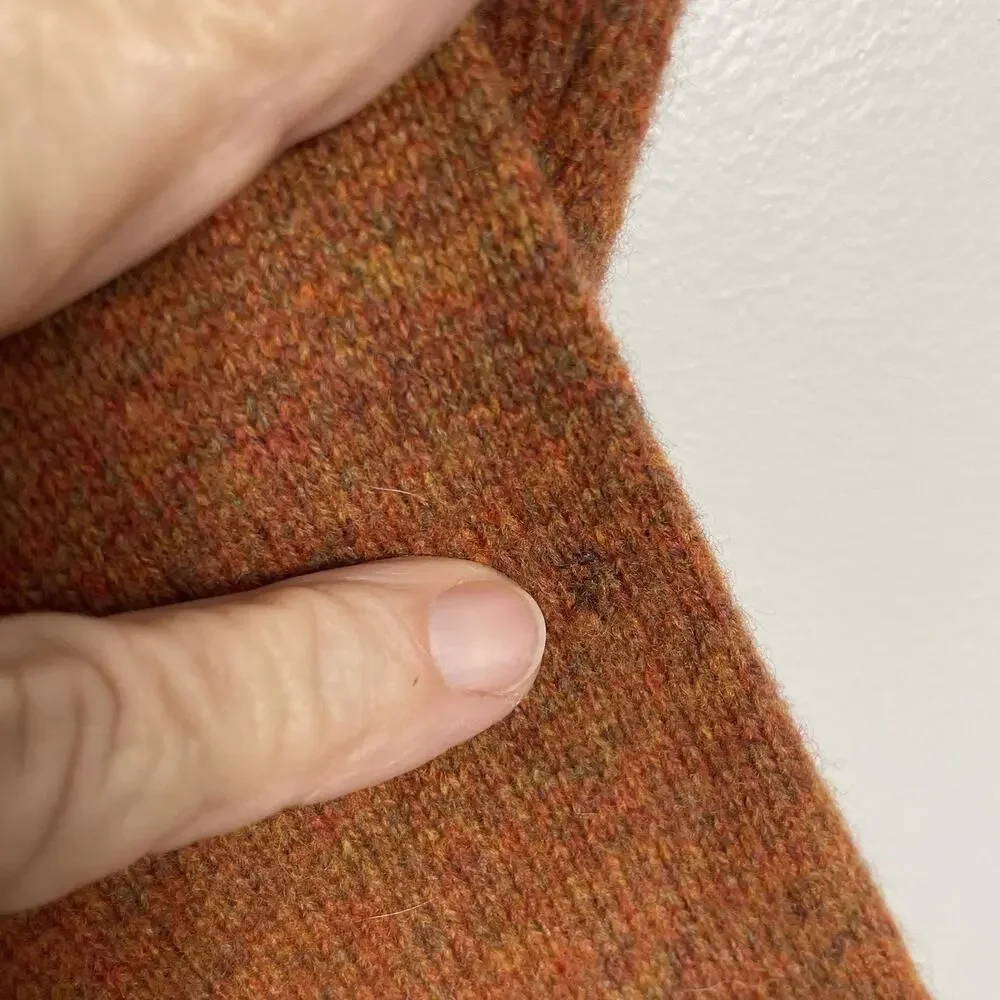 Peter Millar 100% Merino Wool Sweater Men's L Burnt Orange 1/4 Button Italy Made